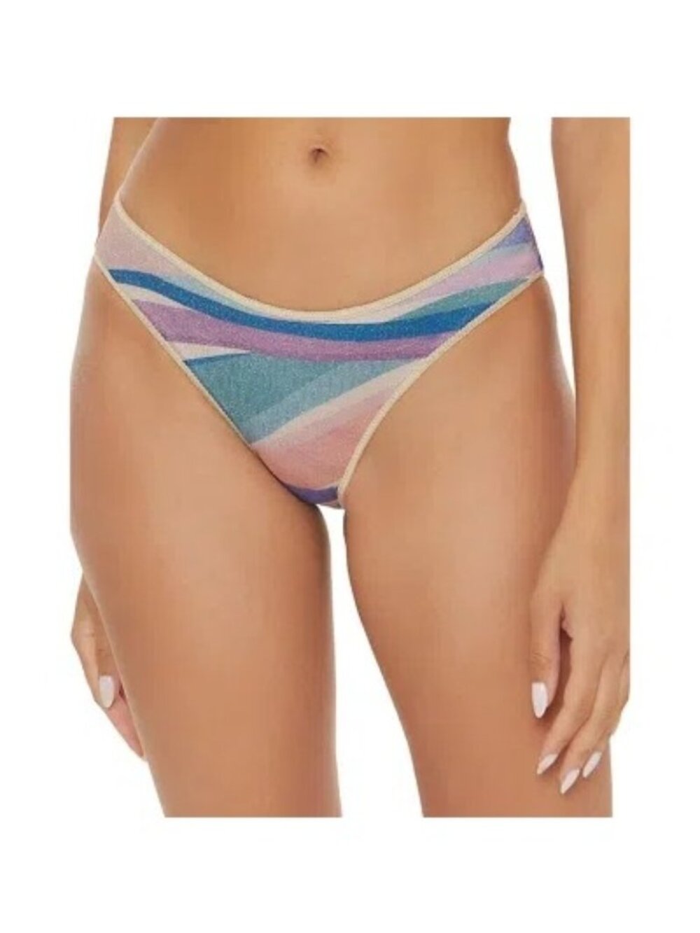 NWT Becca by Rebecca Virtue Sound Waves Adela Bikini Bottom Multi Size Large